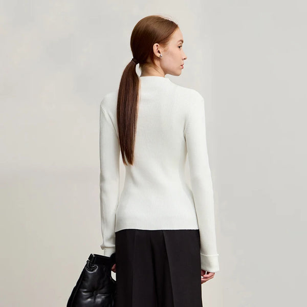 Amii Mock Neck Women Sweater 2026 Winter New Elegant Slim Knitted Tops For Woman Solid Soft Versatile Pullover Sweater 12544204