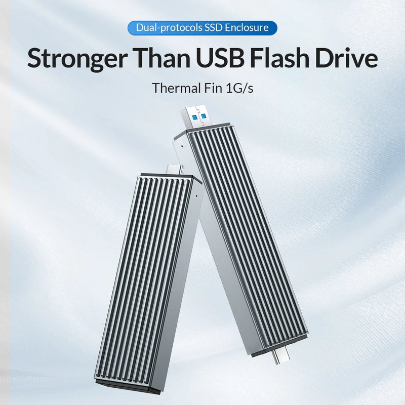 ORICO 2 in 1 USB A Type-C Dual Interface M.2 SSD Case Support M2 NVMe M Key SATA NGFF M&B Key SSD Hard Disk with Cooling Vest