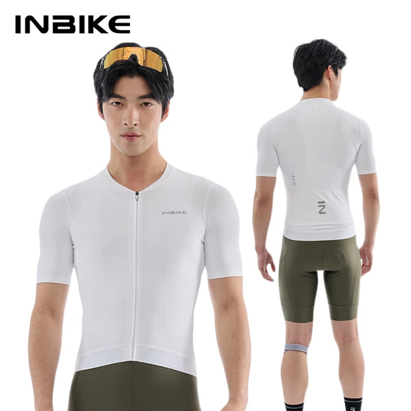 INBIKE 2026 Men's Cycling Bib Shorts Set Summer Road Bike Jersey Short Sleeve Breathable Quick-Dry Bicycle Clothes with Pockets