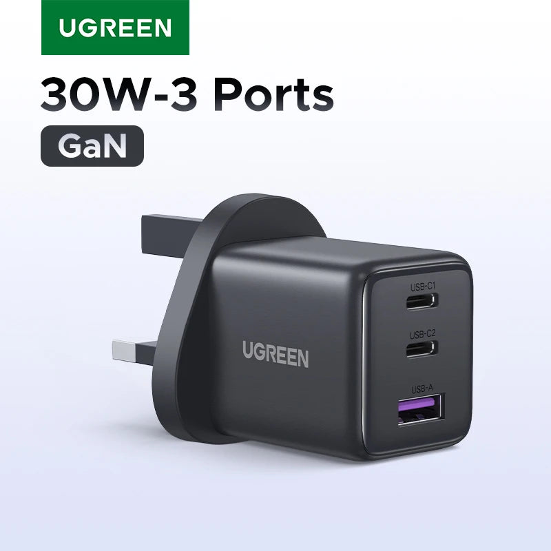 【UK Plug】UGREEN 45W 30W 20W GaN Charger PD 3.0 USB C Phone Charger For iPhone 17 16 15 Pro Samsung S25 Xiaomi Tablet iPad Air