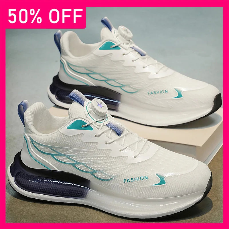 Men Sports Shoes New Rotating Buckle Trendy Mesh Breathable Lightweight Casual Shoes Spring Outdoor Jogging Shoes for Men