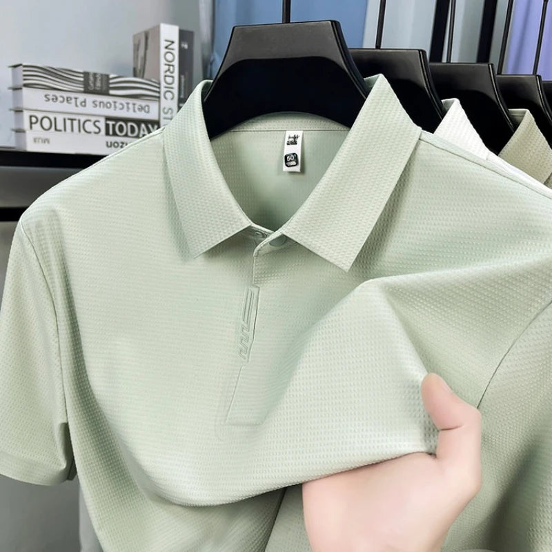 Men's Polo Shirt - UV 50+ & 10A Antibacterial, 180g Breathable Textured Fabric, Cooling Quick-Dry