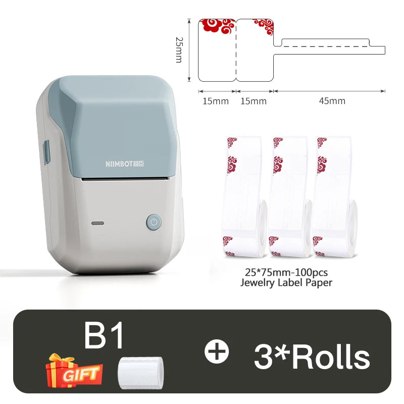 NIIMBOT B1/B21 Jewelry Label Printer Self Adhesive DIY Self-Adhesive Jewelry Necklace Bracelet Ring Price Tag for Bussiness