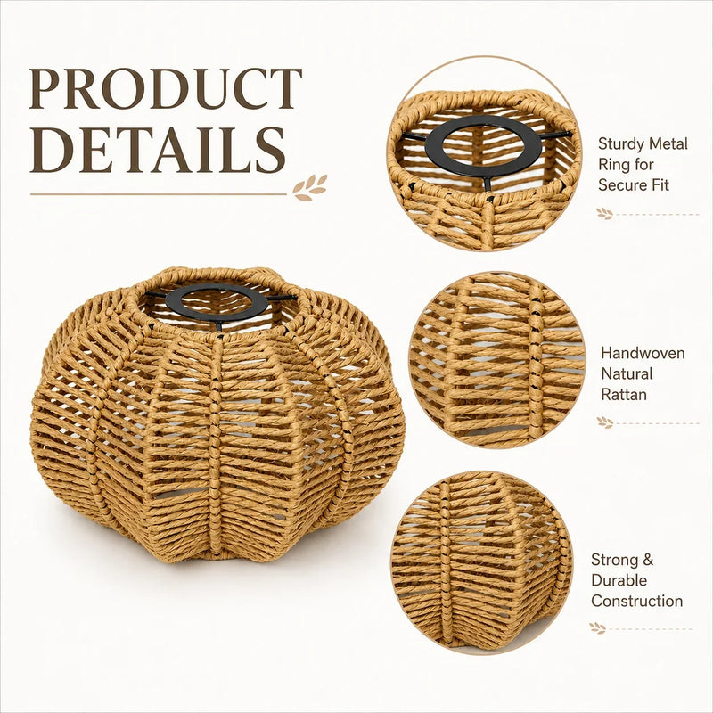 JOYINLED E27 Woven Chandelier Boho Pendant Lamp with Handwoven Rattan Basket Lamps Hade Hanging Light Fixture Bedroom Farmhouse