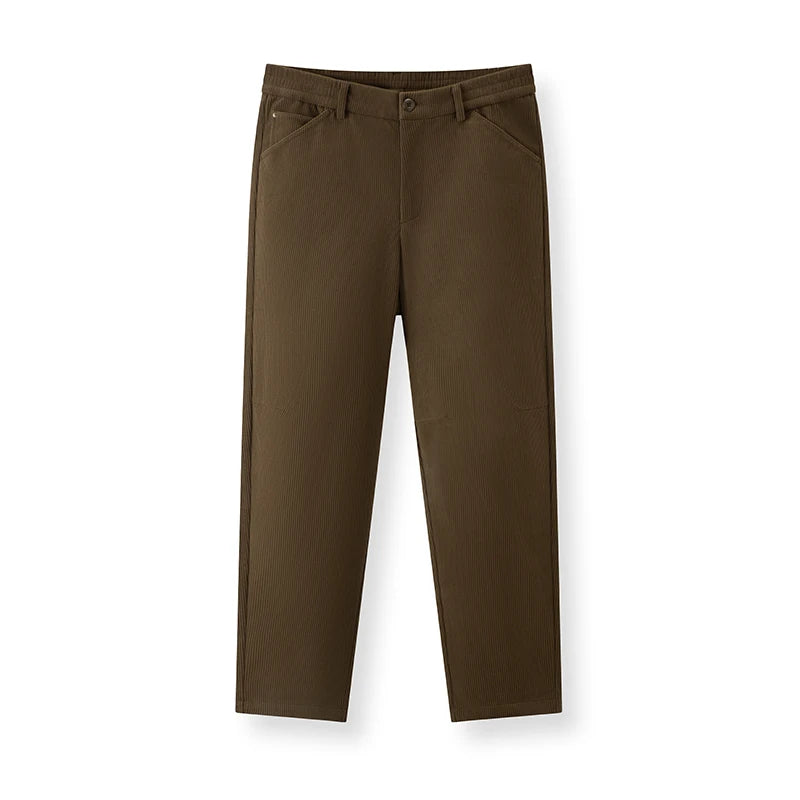 Semir Casual Pants Men Corduroy Loose Tapered Pants Half Elastic Waist 2025 Winter New Long Pants Simple Versatile Men'S Wear