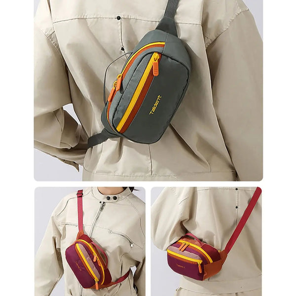 WRELS Crossbody Bag Waterproof Single-Shoulder Bag Lightweight Chest Bag Large Capacity Waist Bag Outdoor Hiking Fanny Pack