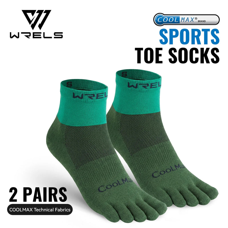 WRELS 1/2/3pairs COOLMAX Five Finger Socks Athletic Running Breathable Compression Comfortable Hiking Toe Socks for Men Women