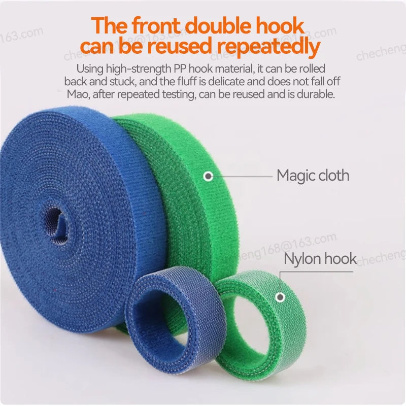 5Meter/Roll Reusable Fastening Tape Cable Ties 10/15/20/25mm Double Side Hook and Loop Straps Cable Wire Management Tape