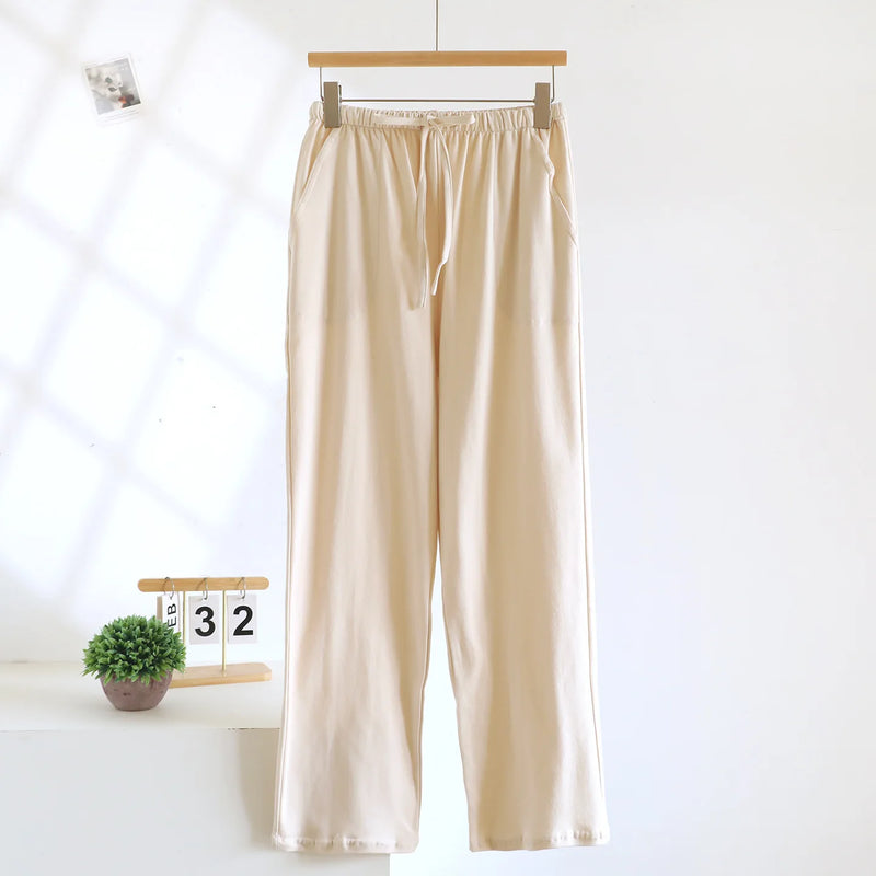 ខោគេងសម្រាប់ស្លៀកគេង ខោ pajama កូរ៉េ 100% កប្បាស ខោសម្រាប់ស្ត្រី រដូវផ្ការីក រដូវស្លឹកឈើជ្រុះ ខោ pajama ខោសម្រាប់ស្ត្រី