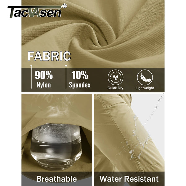 TACVASEN Men's Hiking Pants Lightweight Quick Dry 7 Pockets Travel Pants for Men Water Resistant Ripstop Work Fishing Cargo Pant