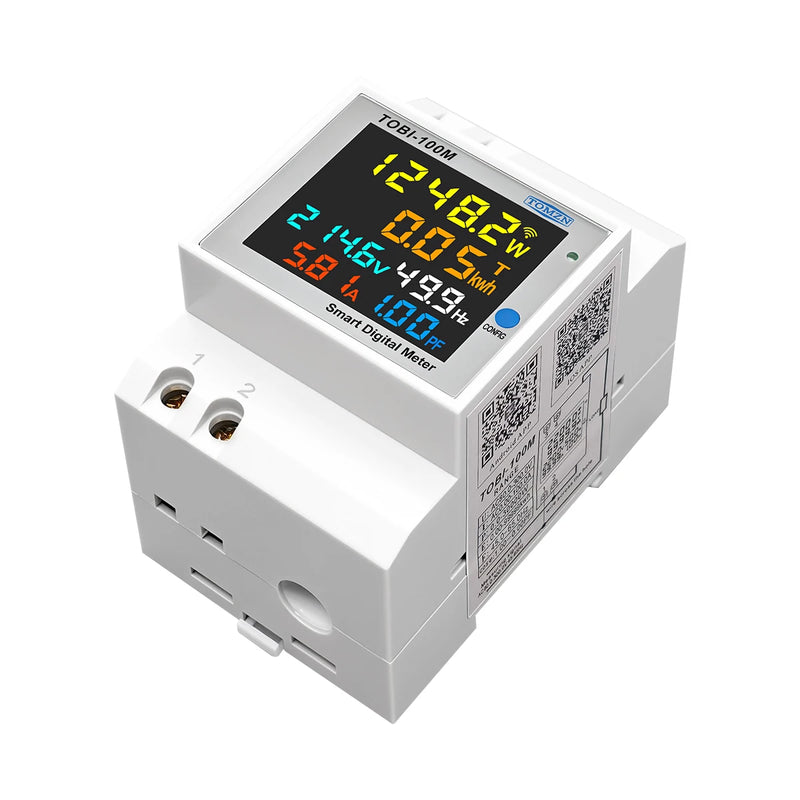 TOMZN 6-in-1 WiFi Smart Meter – Voltage, Current, Power, Energy, Frequency, PF, Timer, with Internal/External CT