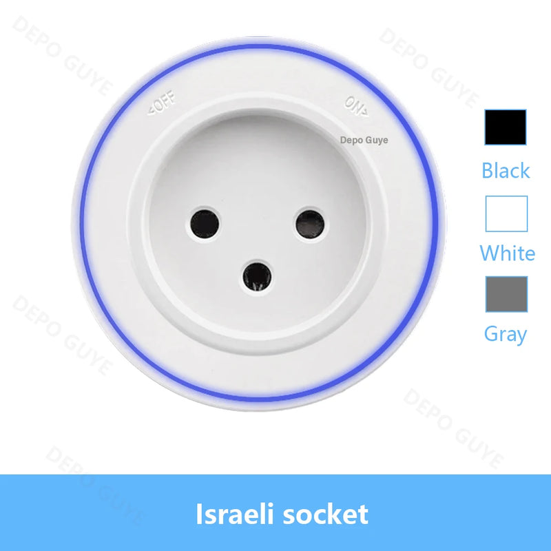 Power Track Socket EU/FR/Italy/Israeli USB Type-C Round Romovable Adapter Home Kitchen Wall Mounted Universal Electrical Outlet