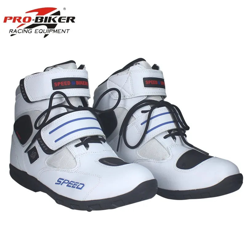 Professional Motorcycle Racing Boots Men's & Women's Leather Antiskid Motorcycle Shoes PRO-BIKER A005 Model