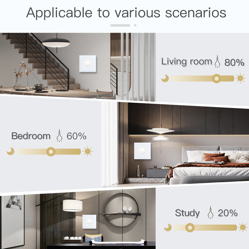 BSEED Mechanical Dimmer Light Switch Plus EU Socket USB Type-C Port Power Outlet Led Dimmable Switch Glass Frame 10A