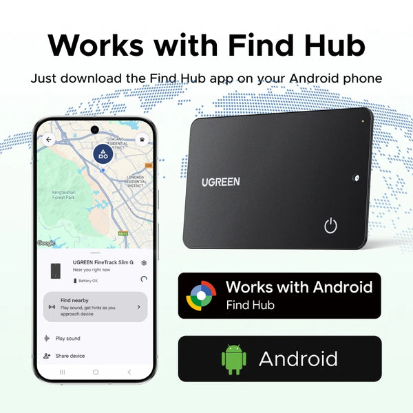 UGREEN Smart Tracker for Google Android Devices (Android Only) Air Tracker Tags,with Find Hub App Item Finder Smart Tag