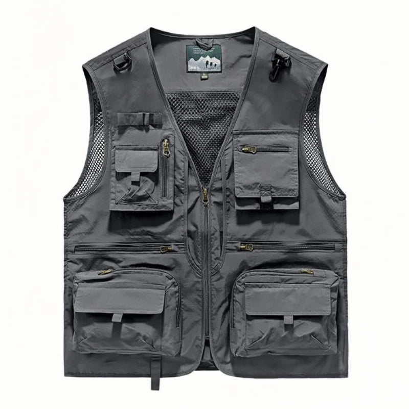 14 Pockets Summer New Men US Tactical Hiking Fishing Vest Mens Photographer Waistcoat Mesh  Sleeveless Jacket Vest 6XL