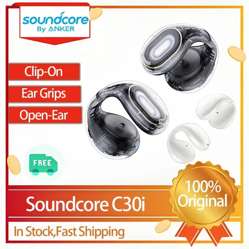 កាសស្តាប់ត្រចៀកប៊្លូធូស Soundcore C30i Original Ear Clip Open Earphones ទម្ងន់ស្រាល និងមានគុណភាពខ្ពស់ ធន់នឹងញើស និងមានលក្ខណៈស្ព័រ