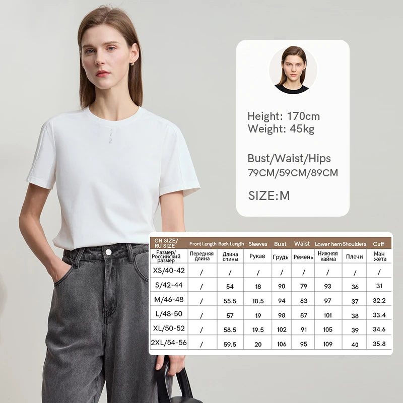 AMII Casual Print Shirt Women Summer New 2026 Short Sleeve Round Neck Baroque Pearl Straight T-shirts Woman Fashion 12522059