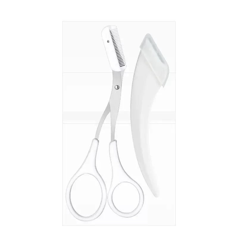 3Pcs Eyebrow Trimmer Set Curved Razor Scissors With Comb Macro Brow Shaper Safety Grooming Kit For Women