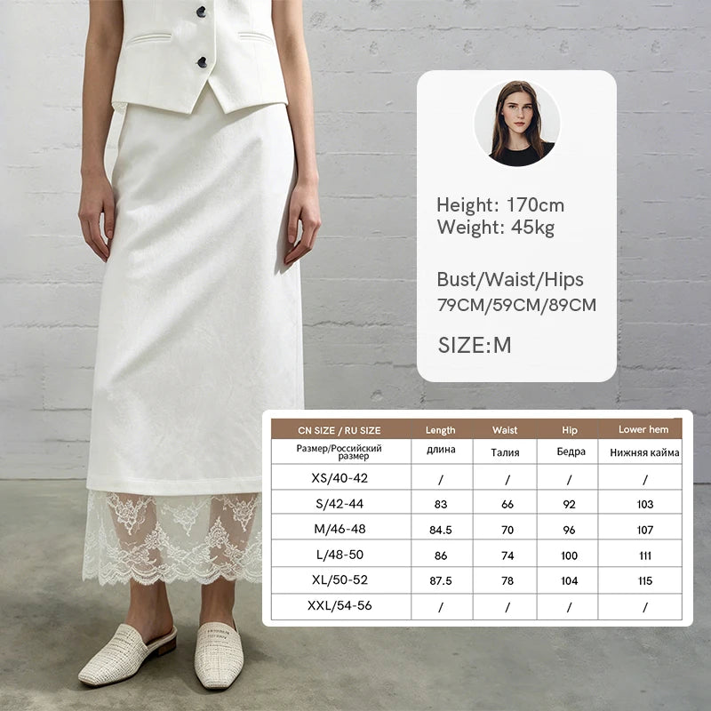 Amii Women Skirt Lace Elegant Sequin Back Slit Ankle Length Office Lady Chic Straight Skirts Casual Women Clothing 12623026