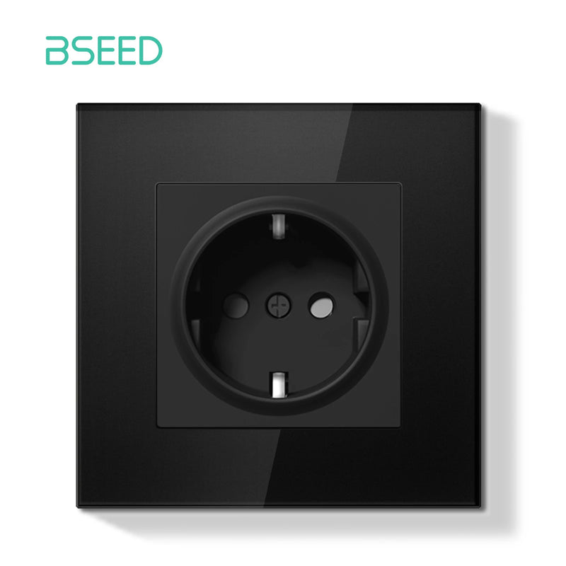 BSEED E Series 1/2Gang Button Light Switch Knob Dimmer Switch Wall EU Power Socket ST TV Socket Glass Panel Switch Socket Series