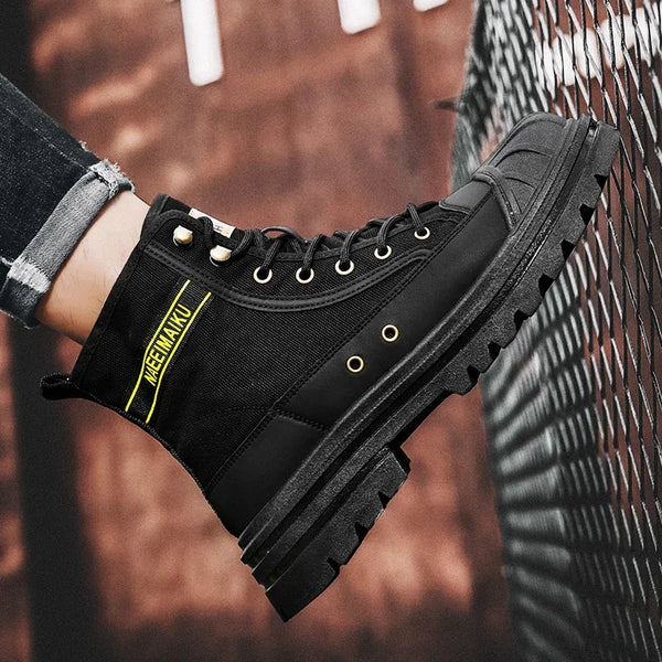 Men's boots four season new high-top casual boots canvas boots soft-sole non-slip thick-sole outdoor boots fashion tooling boots