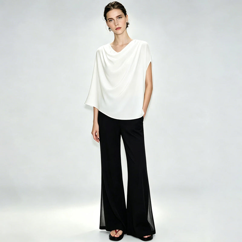 Amii Chiffon Blouse 2026 Summer New Asymmetric Dolman Sleeve Top Women Loose Elegant Cowl Neck Casual Women's Blouse 12642216