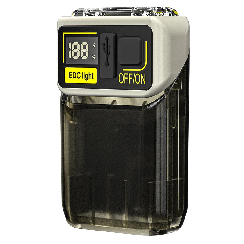 ពិល EDC ភ្លឺខ្លាំង បង្វិល 90° ពិលតូច 6 របៀបភ្លើង ភ្លើងក្លីបមួកការពារទឹក ជាមួយមេដែកបង្ហាញឌីជីថល