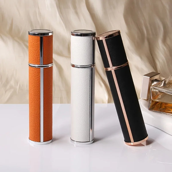 Premium Matte Mini Perfume Atomizer 1pc 10ml, LeakProof Nozzle, Metal Matte Material, Glass Inner Bottle, white、black and orange