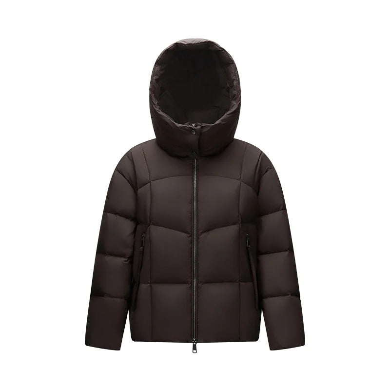 Semir Women Down Jacket 90 Percent Down Fill Hooded Design Loose Fit Mid Length Solid Color Warm Insulation 2026 Winter