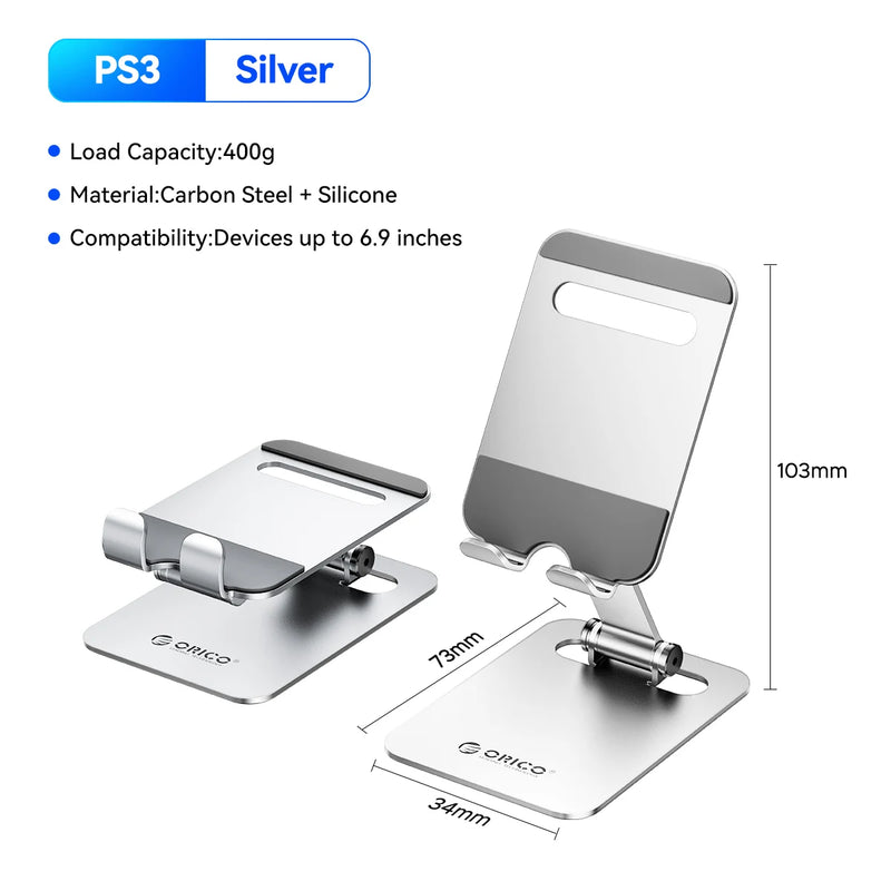 ORICO Portable Phone Holder 180° Tilt Rotation Adjustable Max Load 400g Universal Phone Stand for Office Travel Entertainment