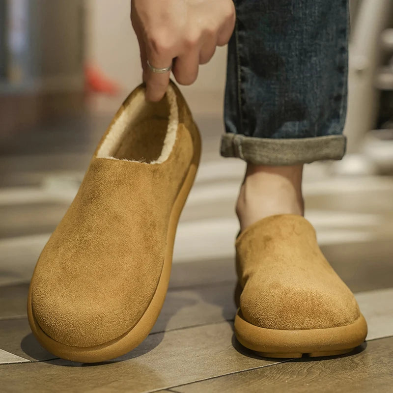 Men's high-quality snow casual cotton shoes winter warm plush soft soled fashion outdoor walking light comfort cotton slippers