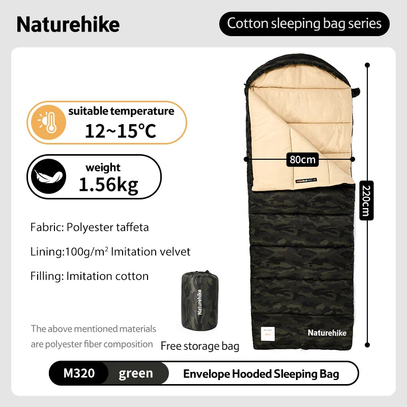 Naturehike Camouflage Sleeping Bag Ultralight Waterproof Splicable Sleeping Bag 3 Season Warm Outdoor Camping Sleeping Bag