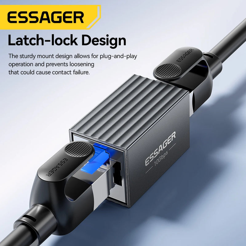 ឧបករណ៍ភ្ជាប់ Essager RJ45 10Gbps Network Extender Extender សម្រាប់ខ្សែ Cat8/7/6/5e Gigabit Ethernet Adapter ស្រីទៅស្រី Coupler