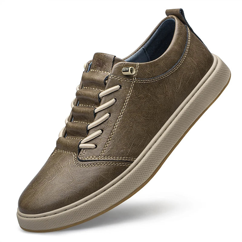 Spring Autumn Mens Fashion Leather Casual Shoes Fashion Skateboarding Shoes Flat Comfortable Big Size 46 47