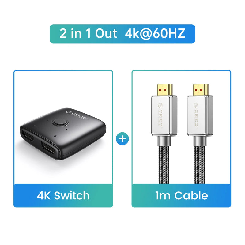 ORICO HDMI-compatible 2.0 Switch 5 In 1 Out 4k@60HZ Switcher Converter for TV PS5 Xbox PC Fire Stick With IR Remote Control