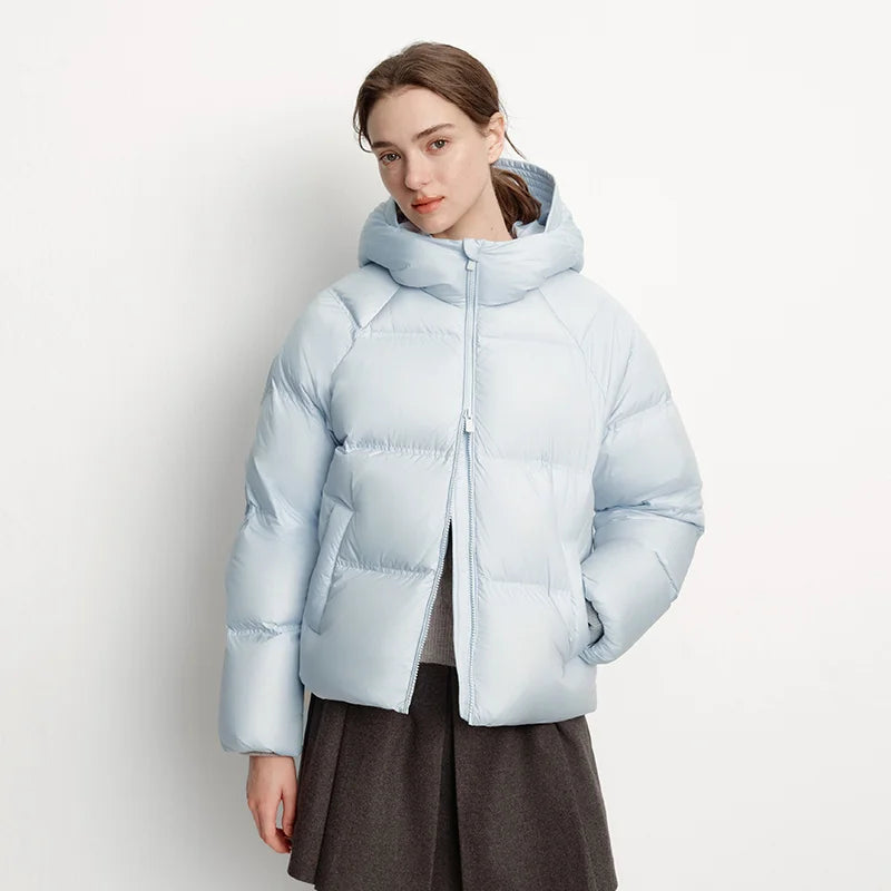 Semir White Duck Down Jacket Warm Slim Women 2025 Winter Lightweight Casual Fashion Coat Loose Fit Short Style