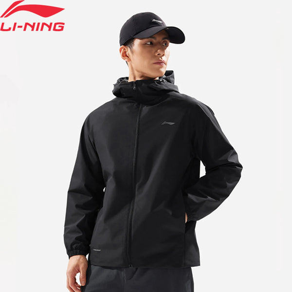 អាវក្រៅហាត់ប្រាណបុរស Li-Ning LN ធន់នឹងទឹក ធ្វើពីប៉ូលីអេស្ទ័រ រាងធម្មតា LiNing Classic Fitness មានមួក AFDW079