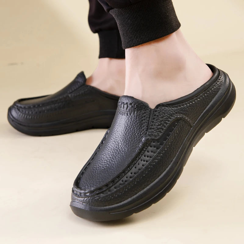 Men's shoes spring and summer new breathable waterproof non slip oil resistant soft soles fashion casual chef shoes driving shoe