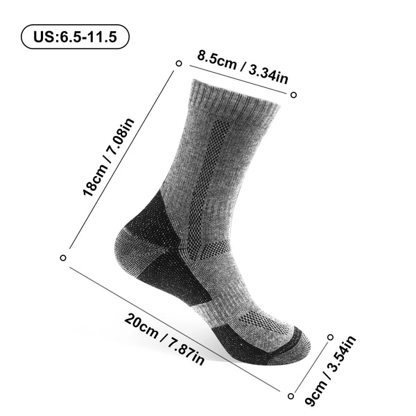WRELS 1/2/3 Pairs Merino Wool Ski Socks Thermal Warm Cushioned Socks Men Women Arch Support Moisture Wicking Hiking Sports Socks