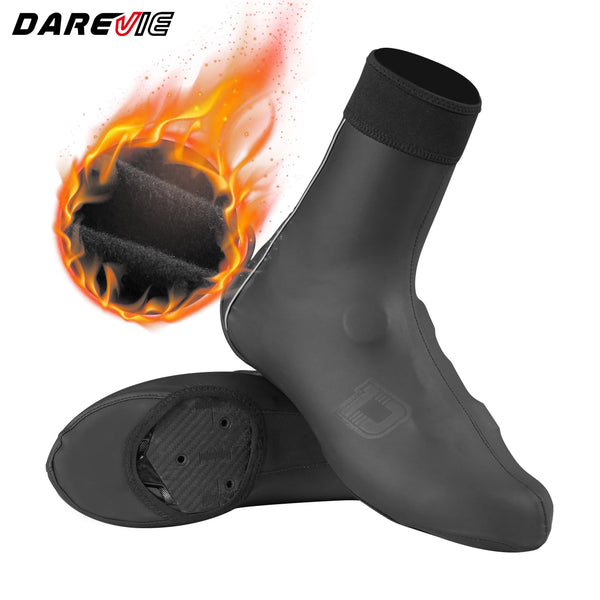 ស្រោមស្បែកជើងជិះកង់ DAREVIE ការពារទឹកជ្រាបរដូវរងាក្តៅរោមចៀមសម្រាប់ជិះកង់ ស្រោមស្បែកជើងជិះកង់ការពារការរអិល ធន់នឹងការពាក់ ធន់នឹងខ្យល់