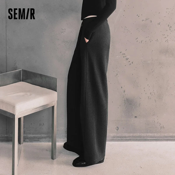 ខោ Semir សម្រាប់នារី ធ្វើពីក្រណាត់រោមចៀម ជើងធំ ចង្កេះយឺត រចនាបថប្រចាំថ្ងៃ ទន់រលោង រដូវរងា ឆ្នាំ២០២៦ ប្រវែងពេញ