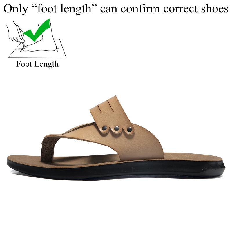 Summer Men Casual PU Leather Flip Flops Slippers Flat Outside Slipper 46 47 Chanclas Hombre Dropshipping