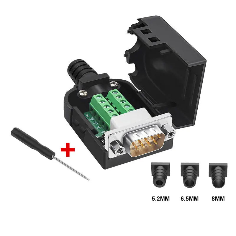 DB9 RS232 Connector D-SUB 9 Pin Male Female Plug RS485 Breakout Terminals 21-24 AWG Wire Solderless Connectors