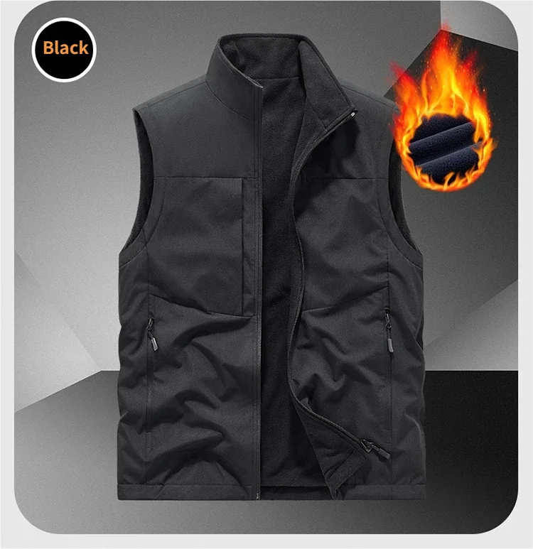 Multi-pocket outdoor suit vest coat custom logo10 Colors Casual vest winter warm sleeveless vest jacket 2025 Autumn/Winter