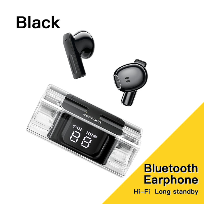 Essager E90 TWS Wireless Headphones Gaming Earphone Bluetooth 5.3 Sport Earbuds Music Headsets With Charging Case Power Display Black Earphone CN
