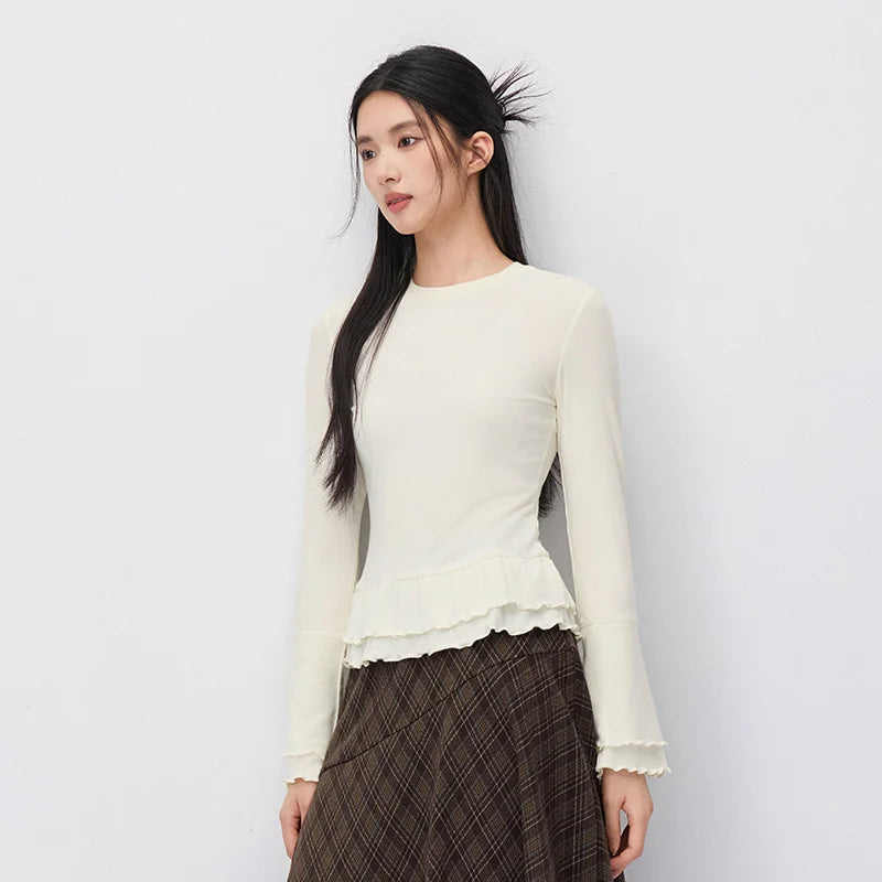 អាវយឺតប៉ាក់ Semir សម្រាប់នារី ធ្វើពីរោមចៀមរលោង រាងស្លីម 2026 សម្លៀកបំពាក់ប្រចាំថ្ងៃរដូវរងាថ្មី ស្ទីលធម្មតាសម្រាប់ទីក្រុង សម្លៀកបំពាក់ប្រចាំថ្ងៃ