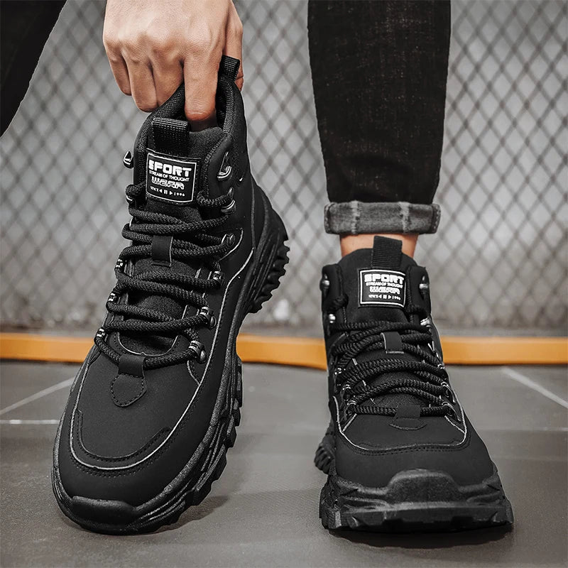 Men's high-top Joker casual boots four seasons breathable light soft-sole anti-skid work boots fashion youth walking tide boots