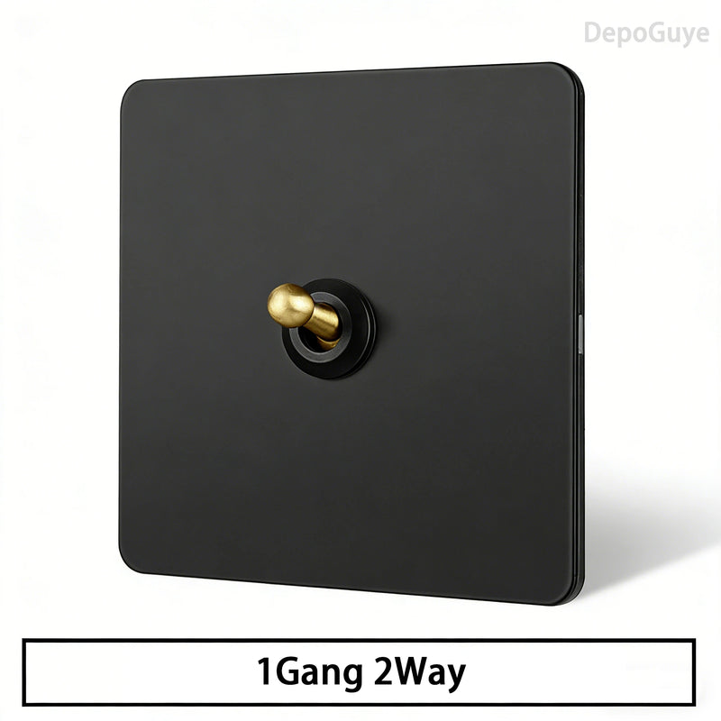 Stainless Steel Panel Retro Toggle Light Switch Gold/Black/White Wall Lamp Brass Lever EU UK Standard 1-4Gang Home Decoration