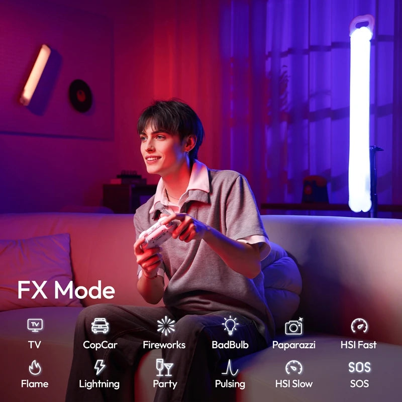 អំពូលភ្លើងបំពង់ខ្យល់ RGB ដៃកាន់ Ulanzi LA30 30W 2500-10000K ដំបងភ្លើងបំប៉ោងម៉ាញេទិក APP គ្រប់គ្រង TPU 5000mAh សម្រាប់ Live Vlog